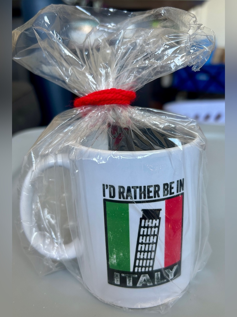 White Ceramic Italy Flag Coffee Mug - I'd Rather Be In Italy